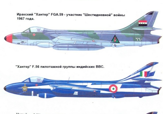 Hawker Hunter drawings (figures) of the aircraft